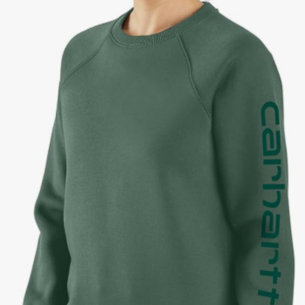 Carhartt Women's XL Relaxed Fit Midweight Graphic Crewneck Sweatshirt Green NWT
